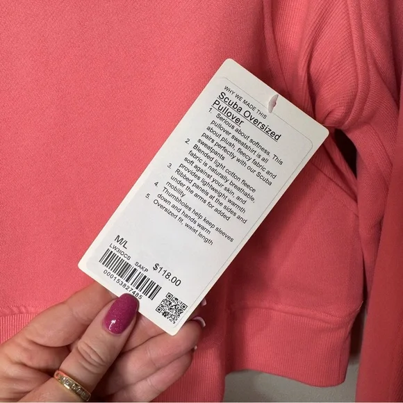 Lululemon Wordmark Scuba Oversized Fleece Pullover Sweatshirt Sakura Pink ML NWT - Picture 8 of 9